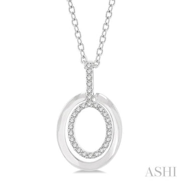 1/10 Ctw Petite Twin Oval Round Cut Diamond Fashion Pendant With Chain in 10K White Gold